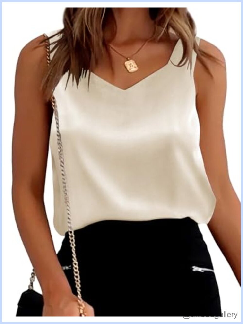 Womens Satin Tank Top V Neck Sleeveless Silky Camisole Blouse